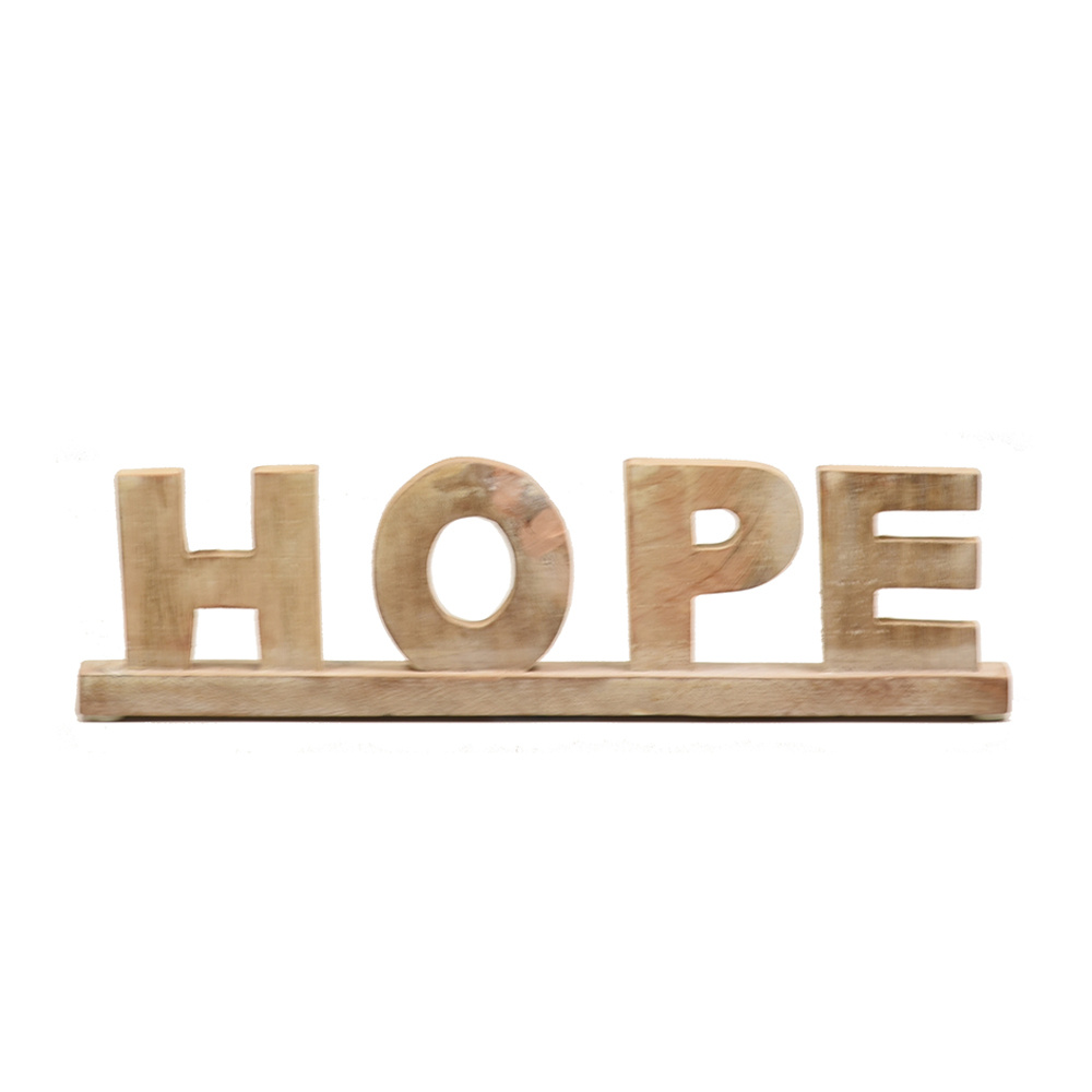 HOPE ΔΙΑΚΟΣΜΗΤΙΚΗ ΕΠΙΓΡΑΦΗ 35x4x10cm ΞΥΛΟ MANGO ΦΥΣΙΚΟ