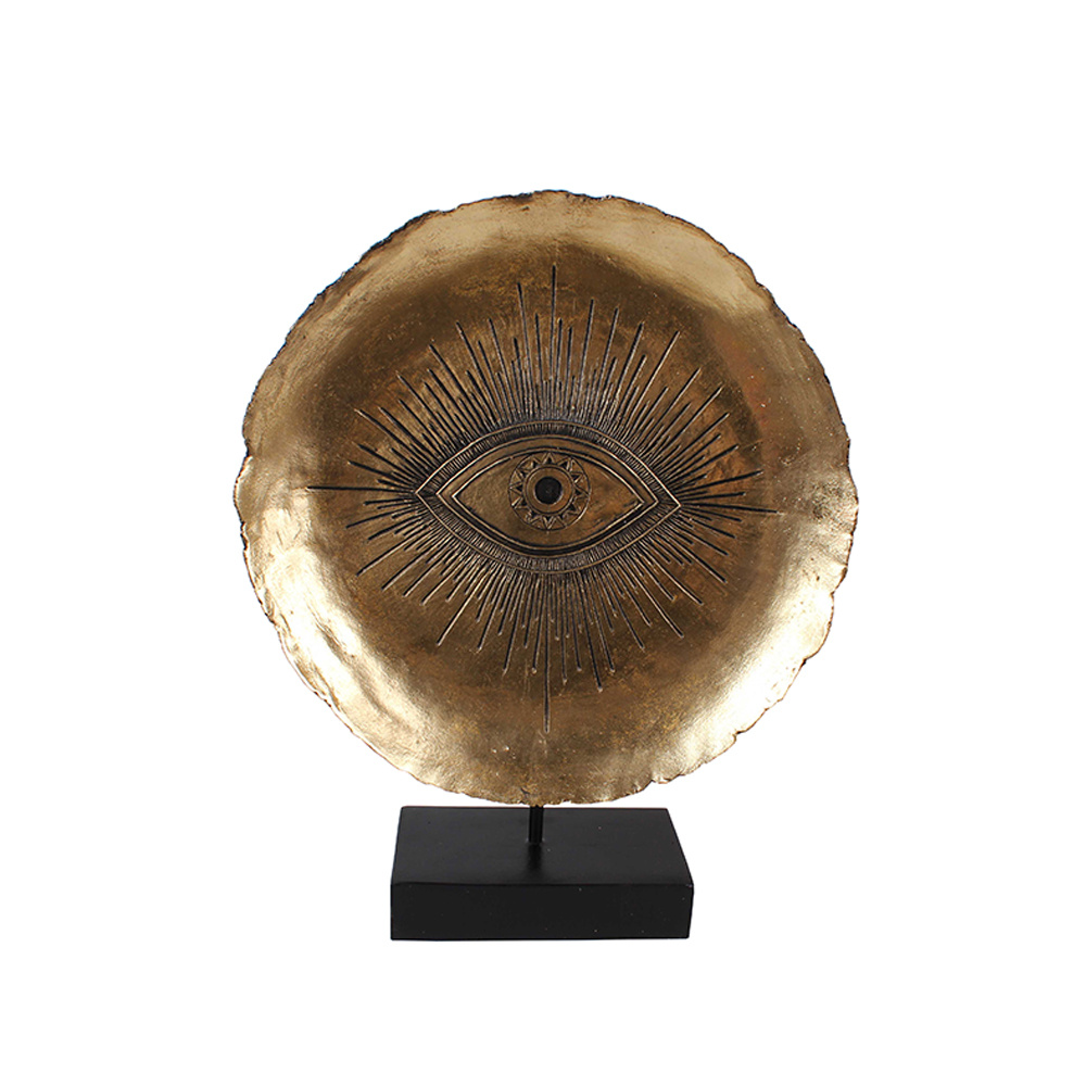 Διακοσμητικό totem από polyresin - Χρυσό & μαύρο 32x10x41 εκ. | Eye