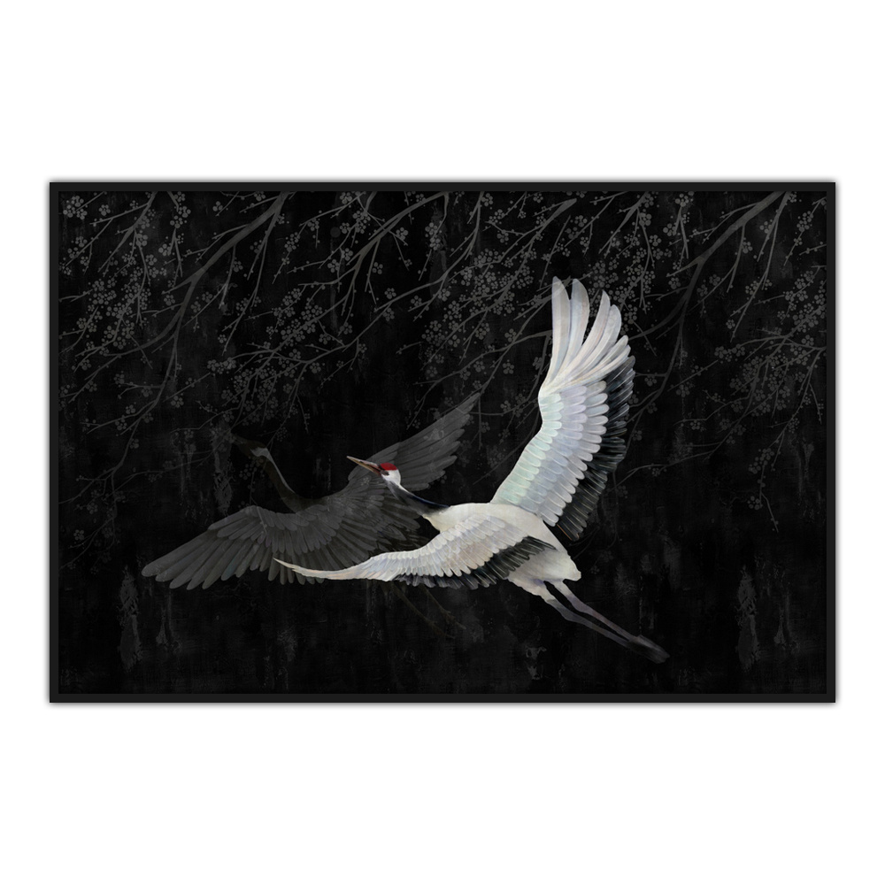 CRANE ΠΙΝΑΚΑΣ ΔΙΑΚΟΣΜΗΣΗΣ 123x83x5cm ΚΑΜΒΑΣ ΜΑΥΡΟ ΓΚΡΙ ΞΥΛΟ ΛΕΥΚΟ