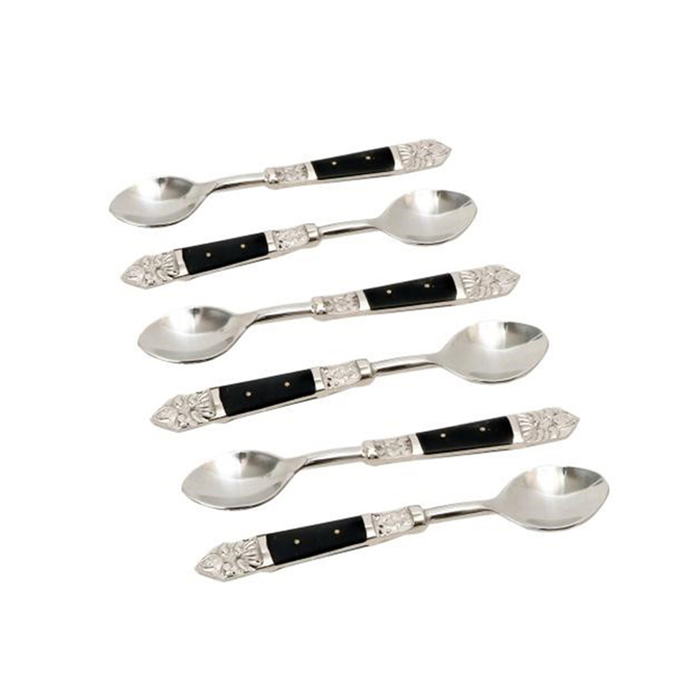 ROYAL ΚΟΥΤΑΛΙ ΓΛΥΚΟΥ SET 6TMX 15x3x1cm ΑΤΣΑΛΙ ΜΑΥΡΟ RESIN