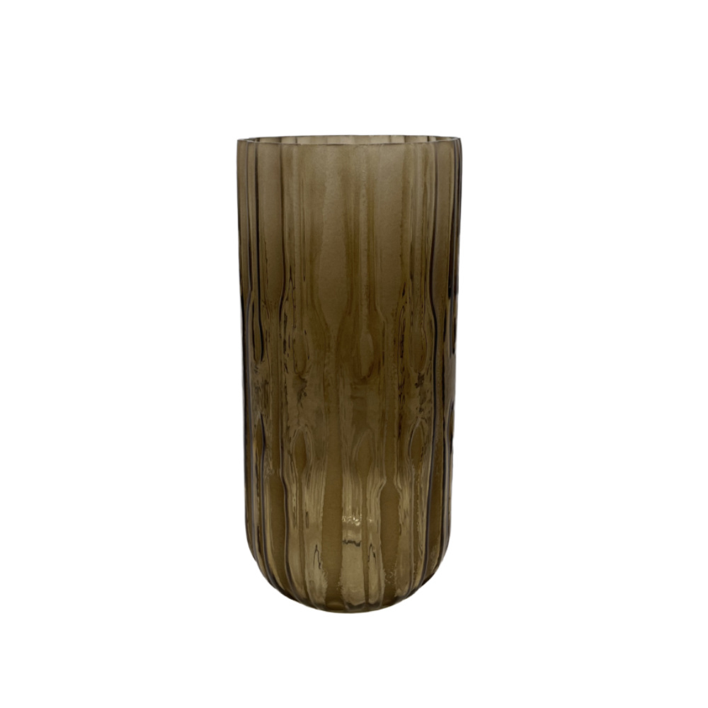 MEDAN ΒΑΖΟ 14x14x30cm ΓΥΑΛΙ ΚΑΦΕ
