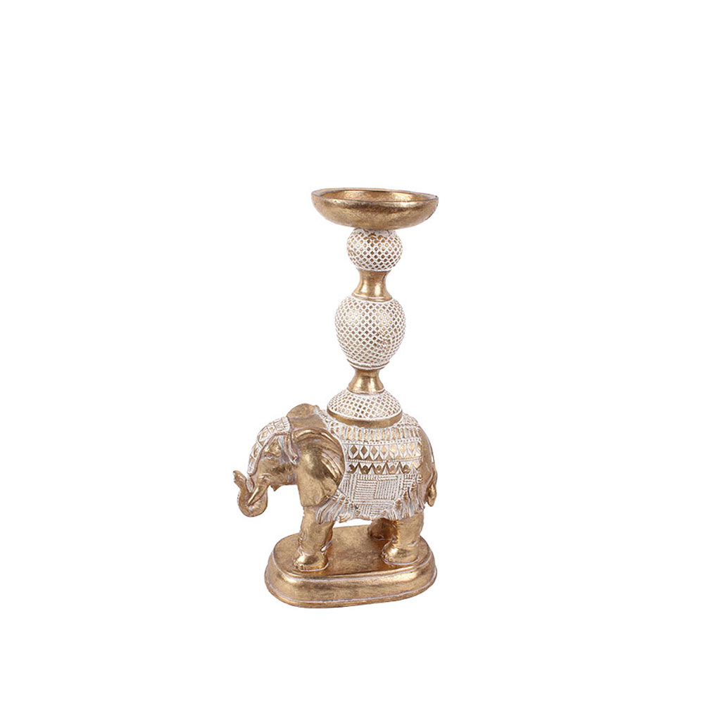 ELEPHAS 2 ΚΗΡΟΠΗΓΙΟ 18x10x33cm POLYRESIN ΧΡΥΣΟ ΛΕΥΚΟ