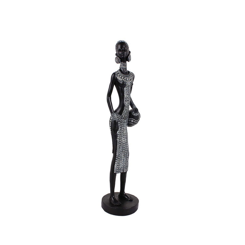 IRAMBA 1 ΔΙΑΚΟΣΜΗΤΙΚΗ ΦΙΓΟΥΡΑ 8x8x35cm POLYRESIN ΜΑΥΡΟ ΛΕΥΚΟ