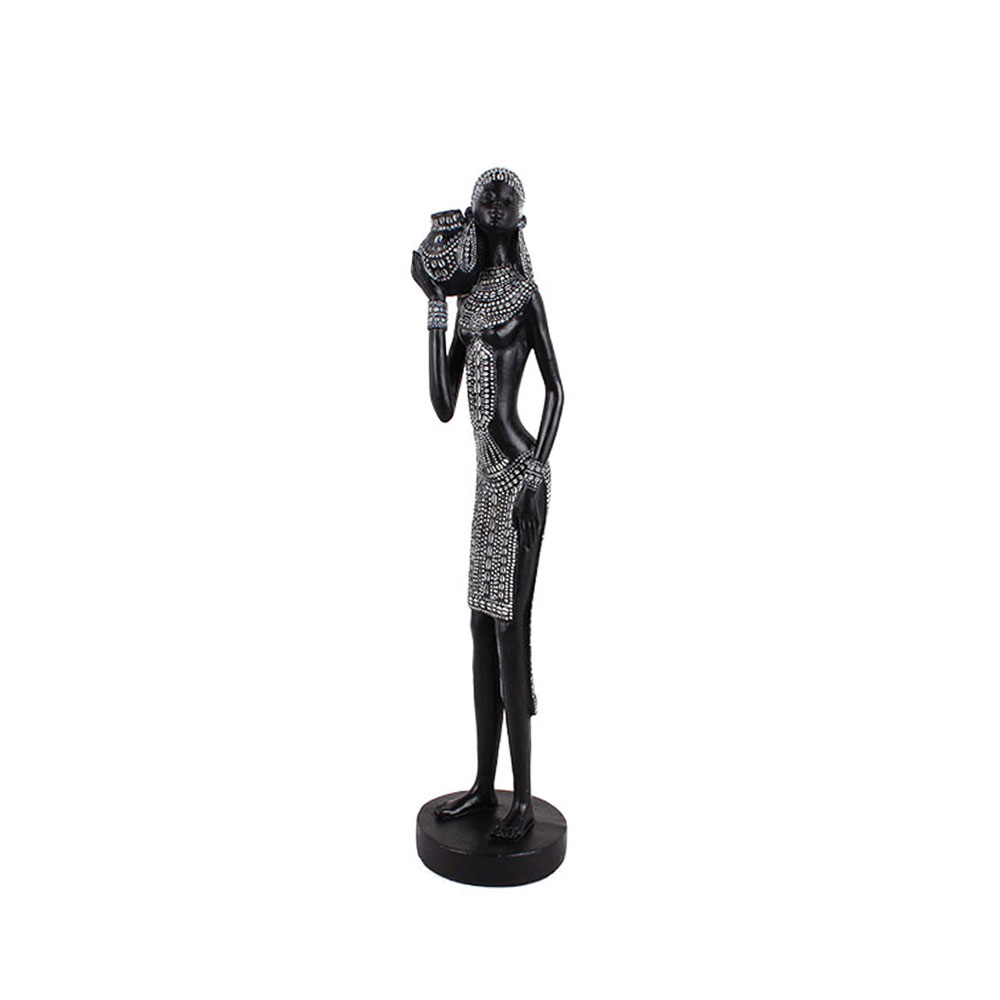 IRAMBA 2 ΔΙΑΚΟΣΜΗΤΙΚΗ ΦΙΓΟΥΡΑ 9x9x35cm POLYRESIN ΜΑΥΡΟ ΛΕΥΚΟ