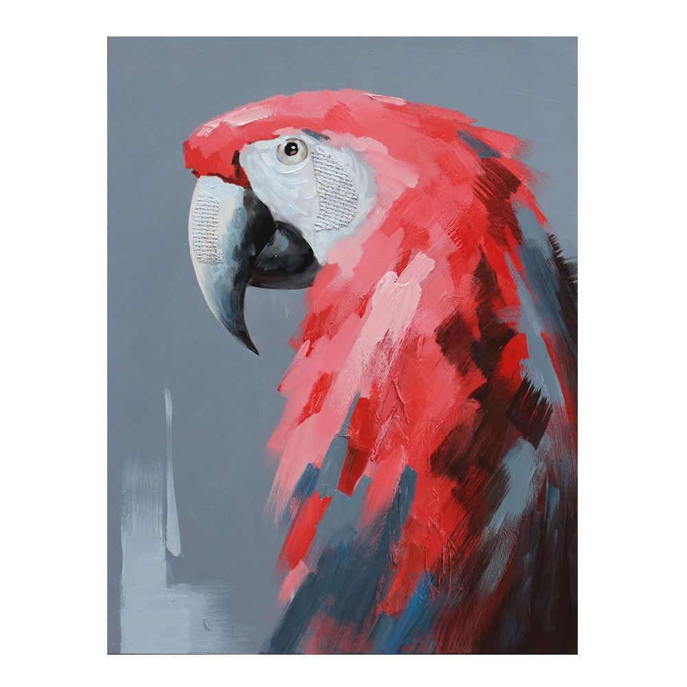 Πίνακας καμβά με παπαγάλο 76x100x4 εκ. | Red Parrot