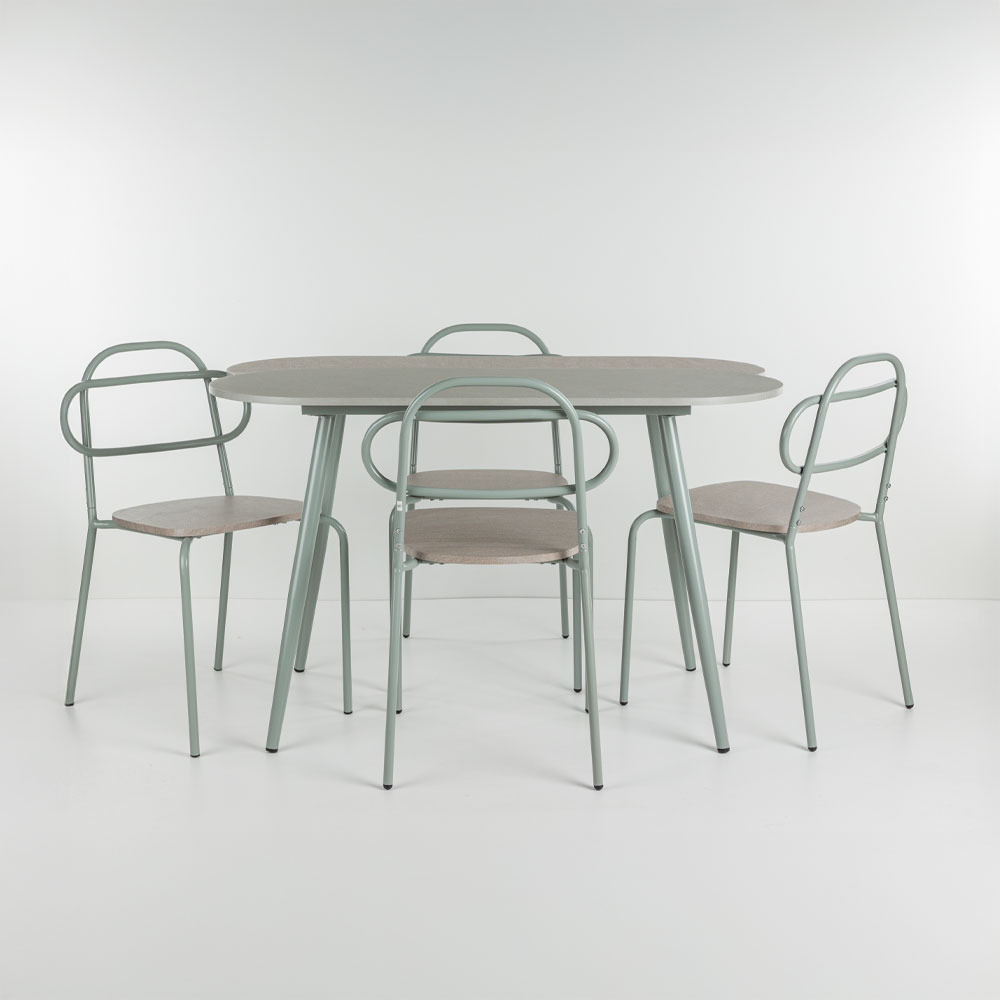 ITALIAN ΤΡΑΠΕΖΑΡΙΑ SET 4+1 ΠΕΤΡΑ ΑΝΟΙΧΤΟ ΓΚΡΙ 120x75x75