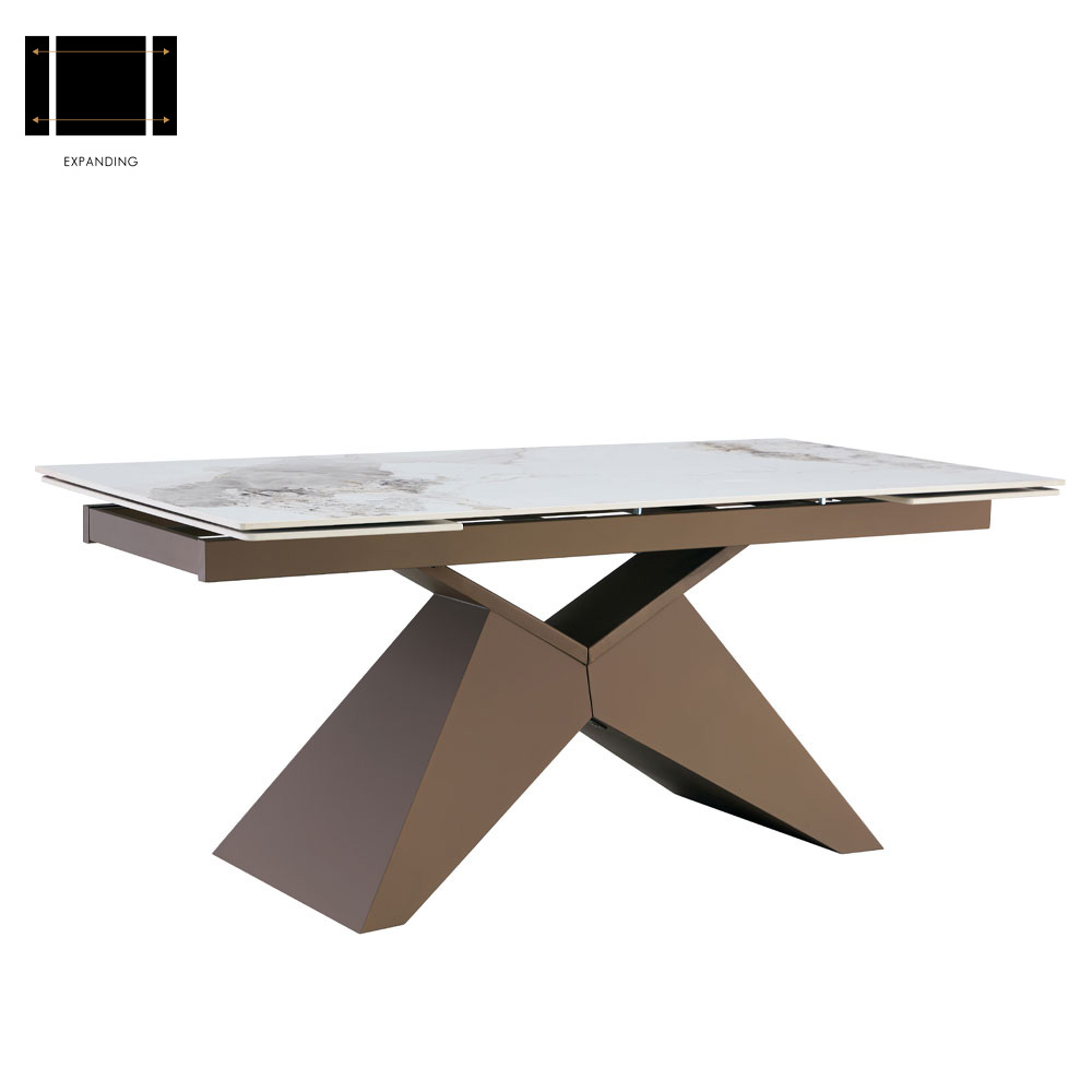 MARRON ΤΡΑΠΕΖΙ ΕΠΕΚΤΕΙΝΟΜΕΝΟ-Η ΛΕΥΚΟ ΜΕ ΟΨΗ ΜΑΡΜΑΡΟΥ 180x90x75cm