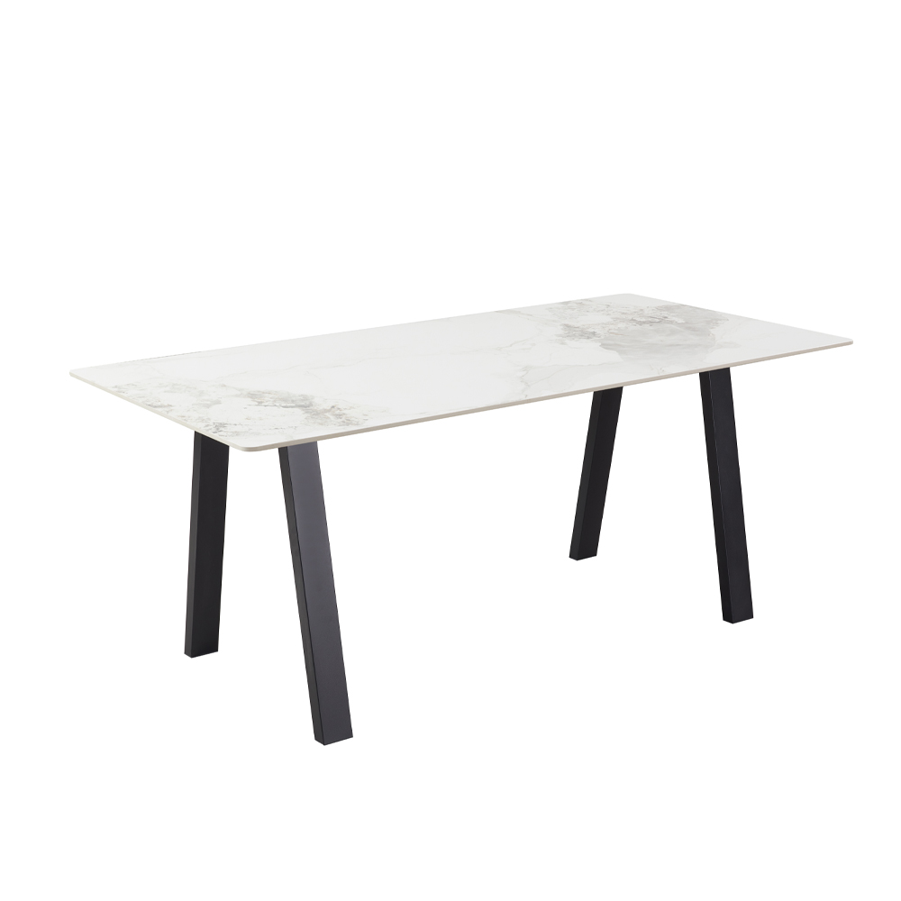 NOTTE ΤΡΑΠΕΖΙ ΛΕΥΚΟ ΠΕΤΡΑ ΜΑΥΡΟ 180x90x76cm