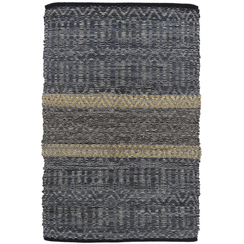 Δερμάτινο χαλάκι - Γκρι & μπεζ 60x90 εκ. | Stripe