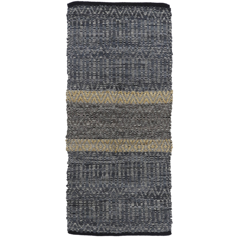 Δερμάτινο χαλί διαδρόμου - Γκρι & μπεζ 70x150 εκ. | Stripe