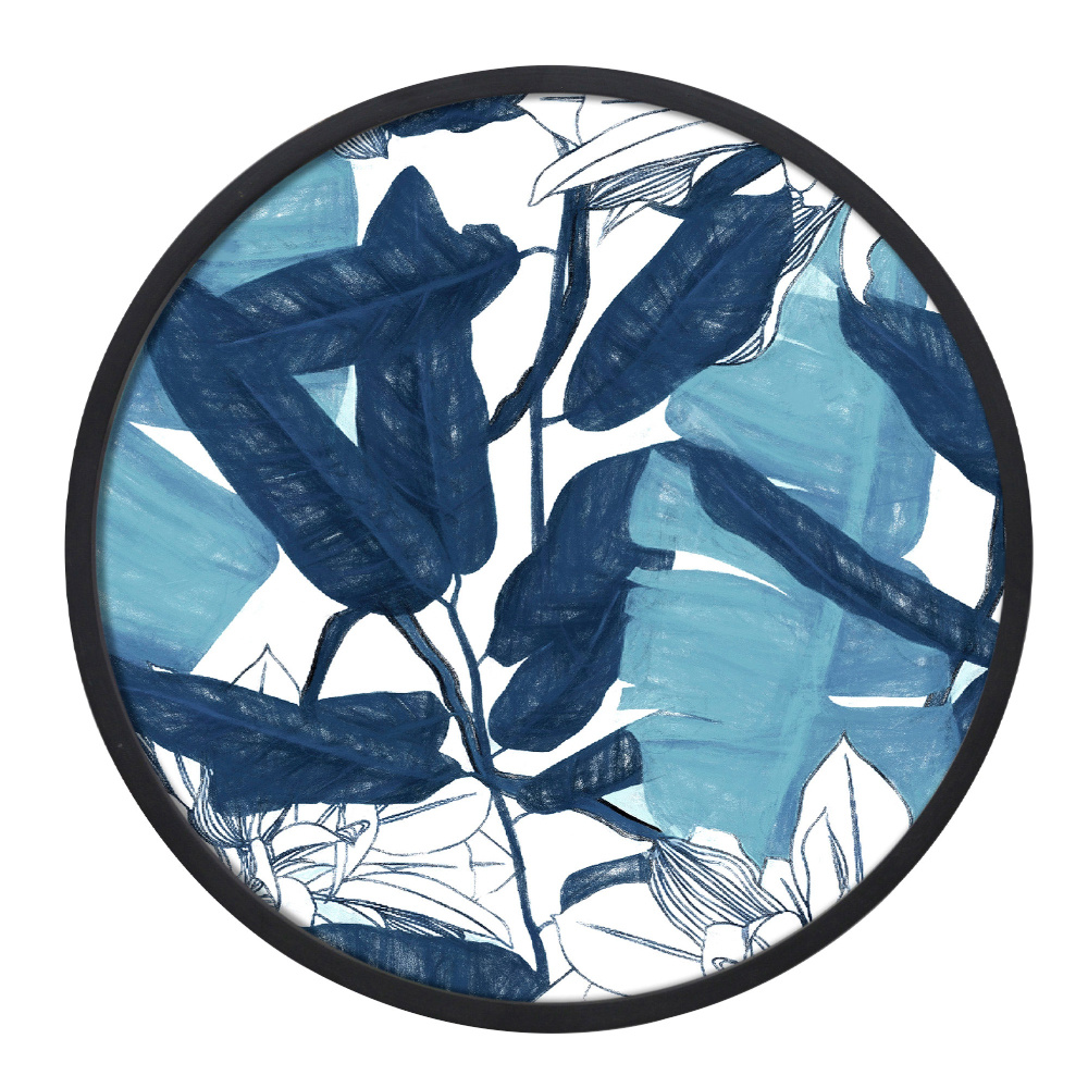 BLU ROUND ΠΙΝΑΚΑΣ ΔΙΑΚΟΣΜΗΣΗΣ 60x60x4cm ΚΑΜΒΑΣ ΜΠΛΕ ΛΕΥΚΟ ΞΥΛΟ ΜΑΥΡΟ