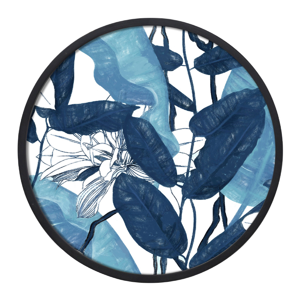 BLU ROUND ΠΙΝΑΚΑΣ ΔΙΑΚΟΣΜΗΣΗΣ 60x60x4cm ΚΑΜΒΑΣ ΜΠΛΕ ΛΕΥΚΟ ΞΥΛΟ ΜΑΥΡΟ