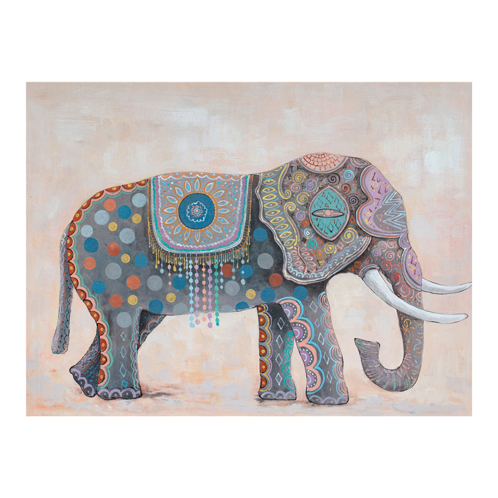 Πίνακας καμβά - Πολύχρωμο 100x76x4 εκ. | Pal Elephant