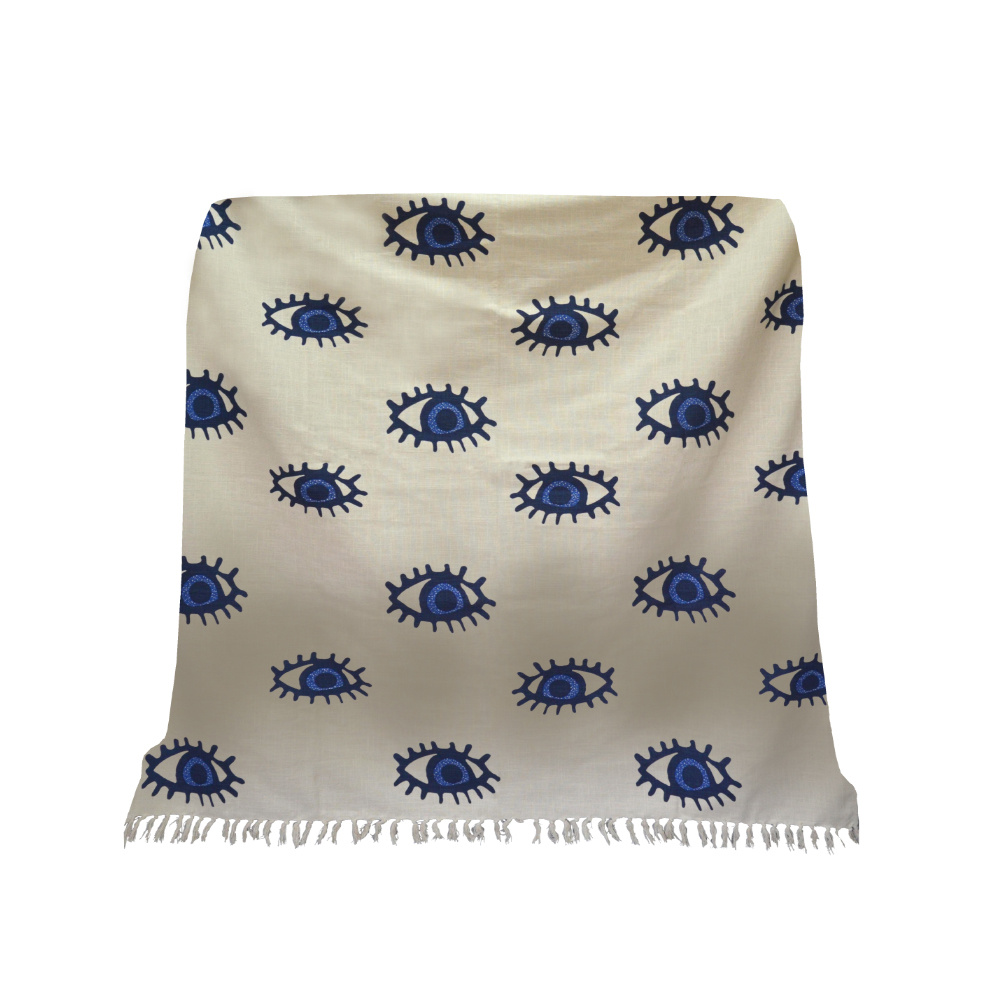 EYES BLUE ΡΙΧΤΑΡΙ ΔΙΑΚΟΣΜΗΤΙΚΟ 130x170cm ΒΑΜΒΑΚΙ ΛΕΥΚΟ ΜΠΛΕ