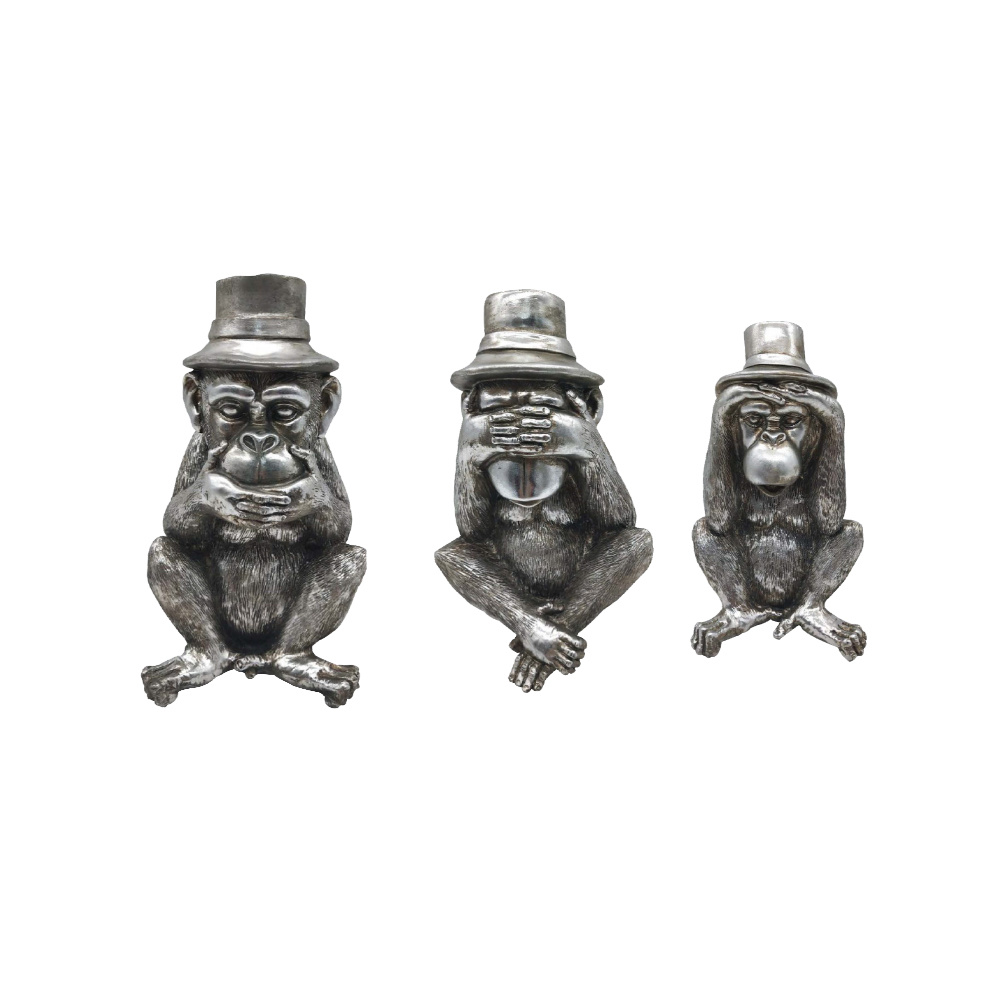 MONKIES ΔΙΑΚΟΣΜΗΤΙΚΟ ΜΑΪΜΟΥ SET 3ΤΜΧ 14x13x22cm POLYRESIN ΑΣΗΜΙ