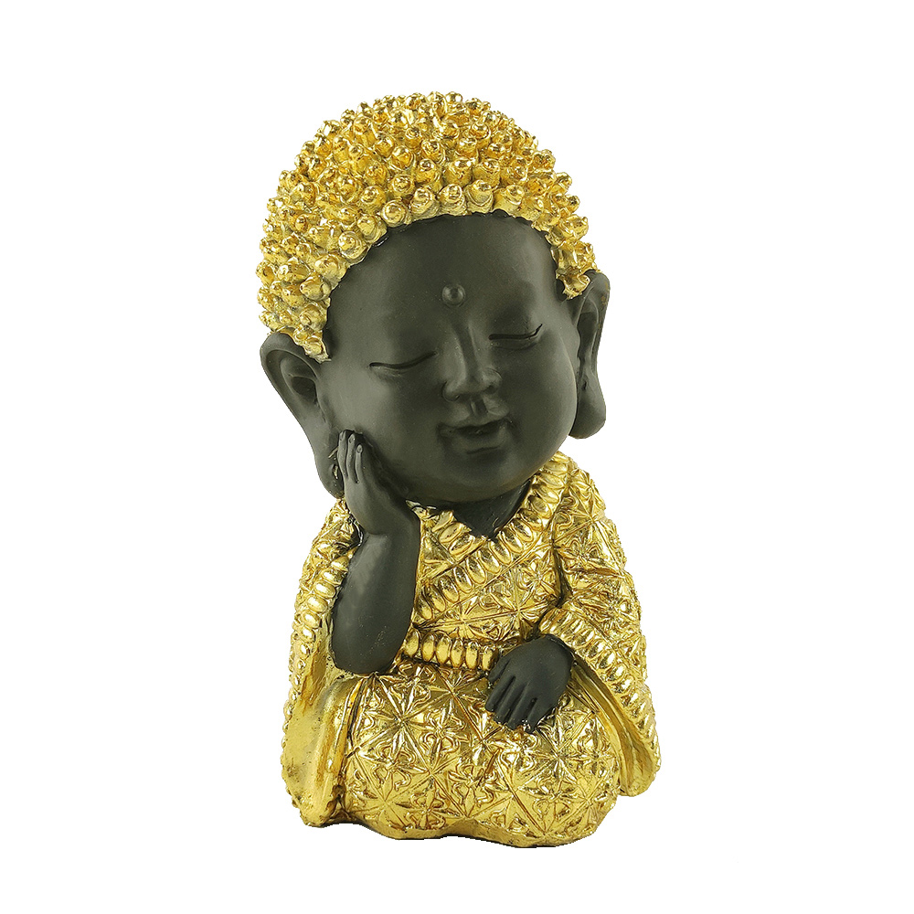 BABY BUDDHA ΔΙΑΚΟΣΜΗΤΙΚΟ ΒΟΥΔΑΣ 12x10x17cm POLYRESIN ΧΡΥΣΟ ΜΑΥΡΟ