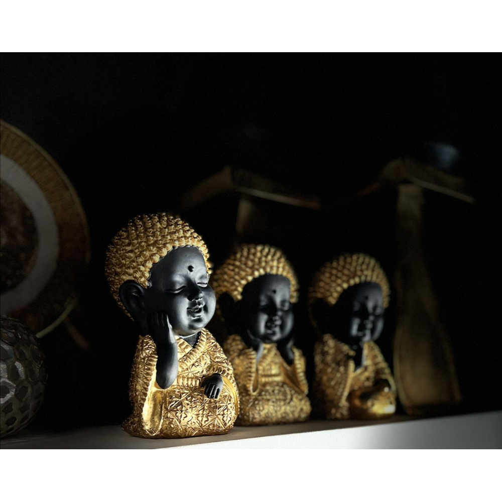 BABY BUDDHA ΔΙΑΚΟΣΜΗΤΙΚΟ ΒΟΥΔΑΣ 12x10x17cm POLYRESIN ΧΡΥΣΟ ΜΑΥΡΟ