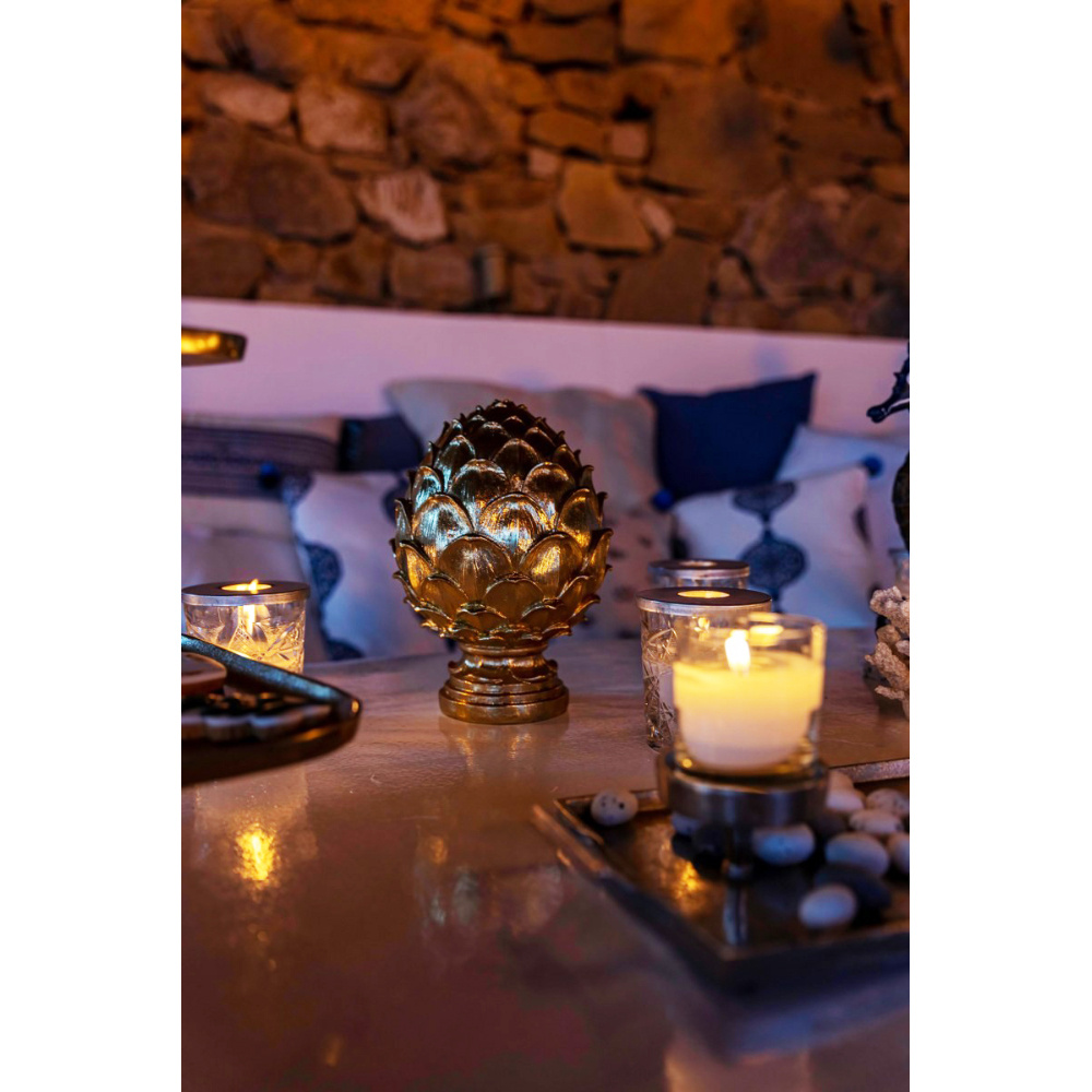 Διακοσμητικό totem από polyresin - Χρυσό 16x16x25 εκ. | Golden Pinus