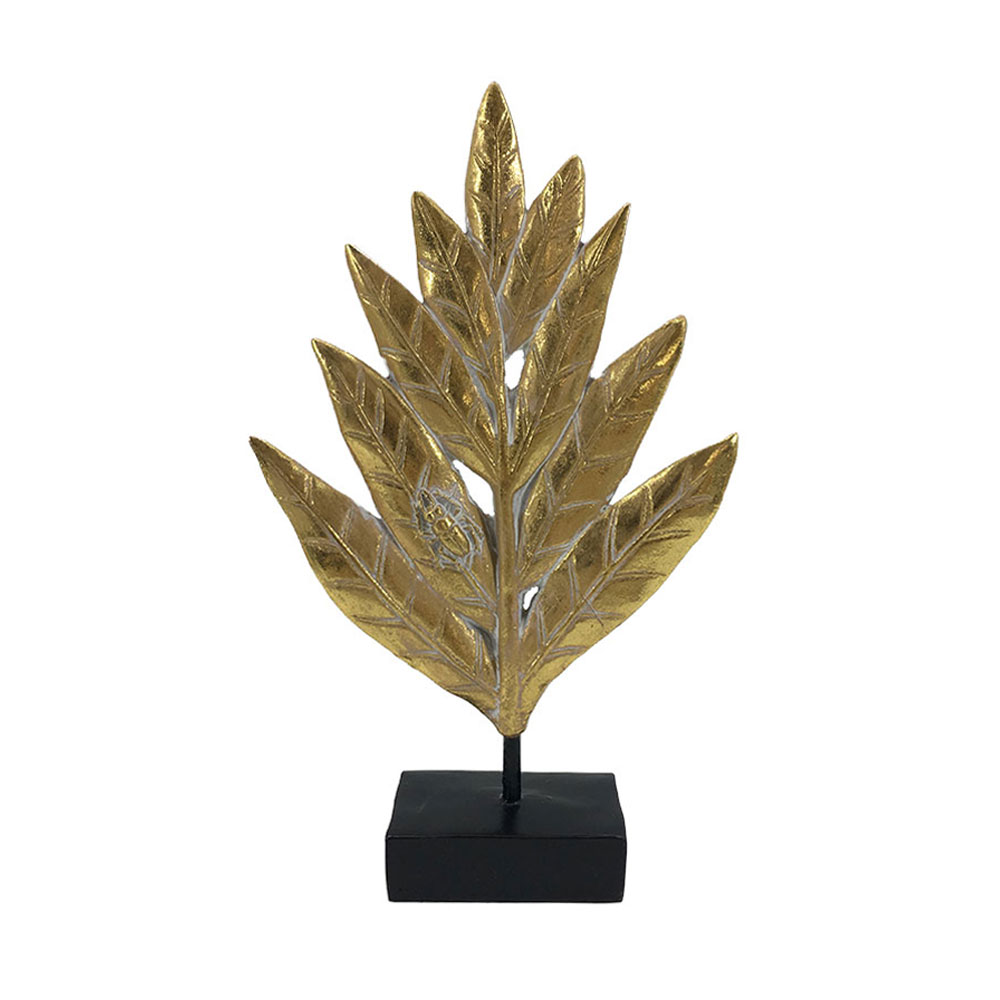RUOMO ΔΙΑΚΟΣΜΗΤΙΚΟ ΦΥΛΛΟ 15x5x26cm POLYRESIN ΧΡΥΣΟ ΜΑΥΡΟ