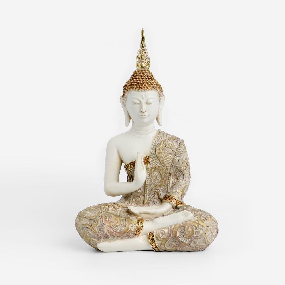 FADHI ΔΙΑΚΟΣΜΗΤΙΚΟ ΒΟΥΔΑΣ 22x12x34cm POLYRESIN ΜΠΕΖ ΧΡΥΣΟ ΜΩΒ