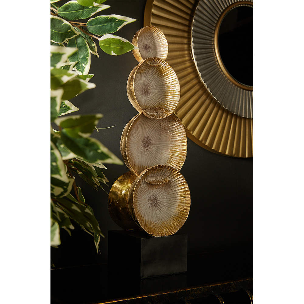 Διακοσμητικό totem από polyresin - Χρυσό & μαύρο 16x12x49 εκ. | Kesa