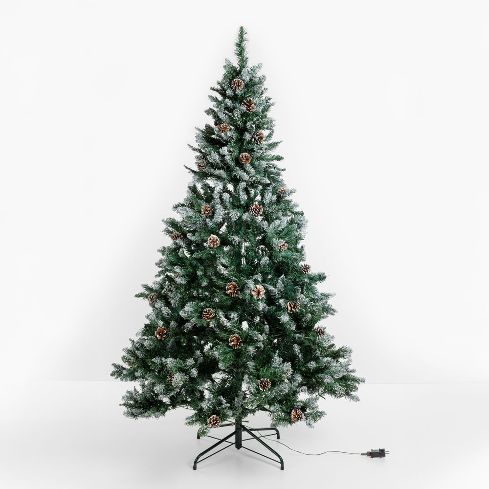 PINE ΧΡΙΣΤΟΥΓΕΝΝΙΑΤΙΚΟ ΔΕΝΤΡΟ ΧΙΟΝΙΣΜΕΝΟ ΜΕ LED 117x117x180cm PVC ΠΡΑΣΙΝΟ ΛΕΥΚΟ