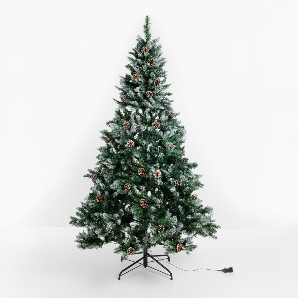 PINE ΧΡΙΣΤΟΥΓΕΝΝΙΑΤΙΚΟ ΔΕΝΤΡΟ ΧΙΟΝΙΣΜΕΝΟ ΜΕ LED 150x150x210cm PVC ΠΡΑΣΙΝΟ ΛΕΥΚΟ