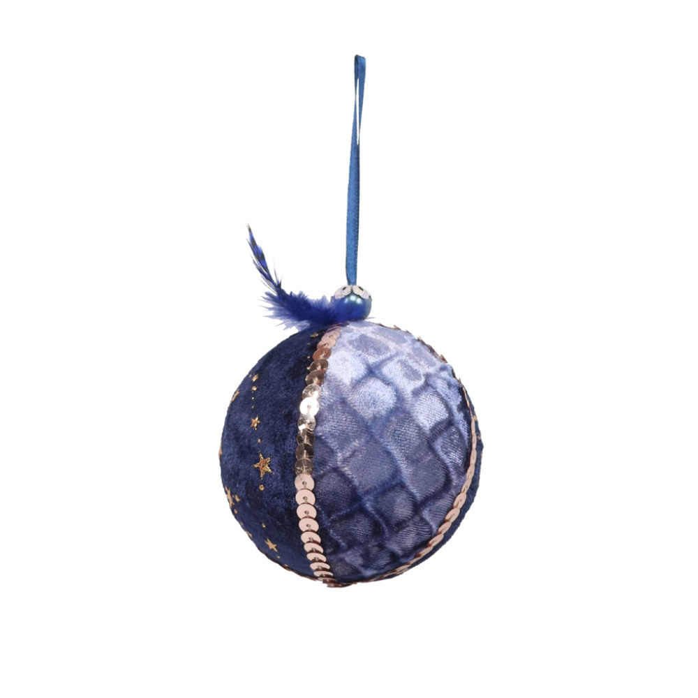 DREAMY ΧΡΙΣΤΟΥΓΕΝΝΙΑΤΙΚΗ ΜΠΑΛΑ 8x8x8cm POLYFOAM ΜΠΛΕ ΧΡΥΣΟ ΥΦΑΣΜΑ