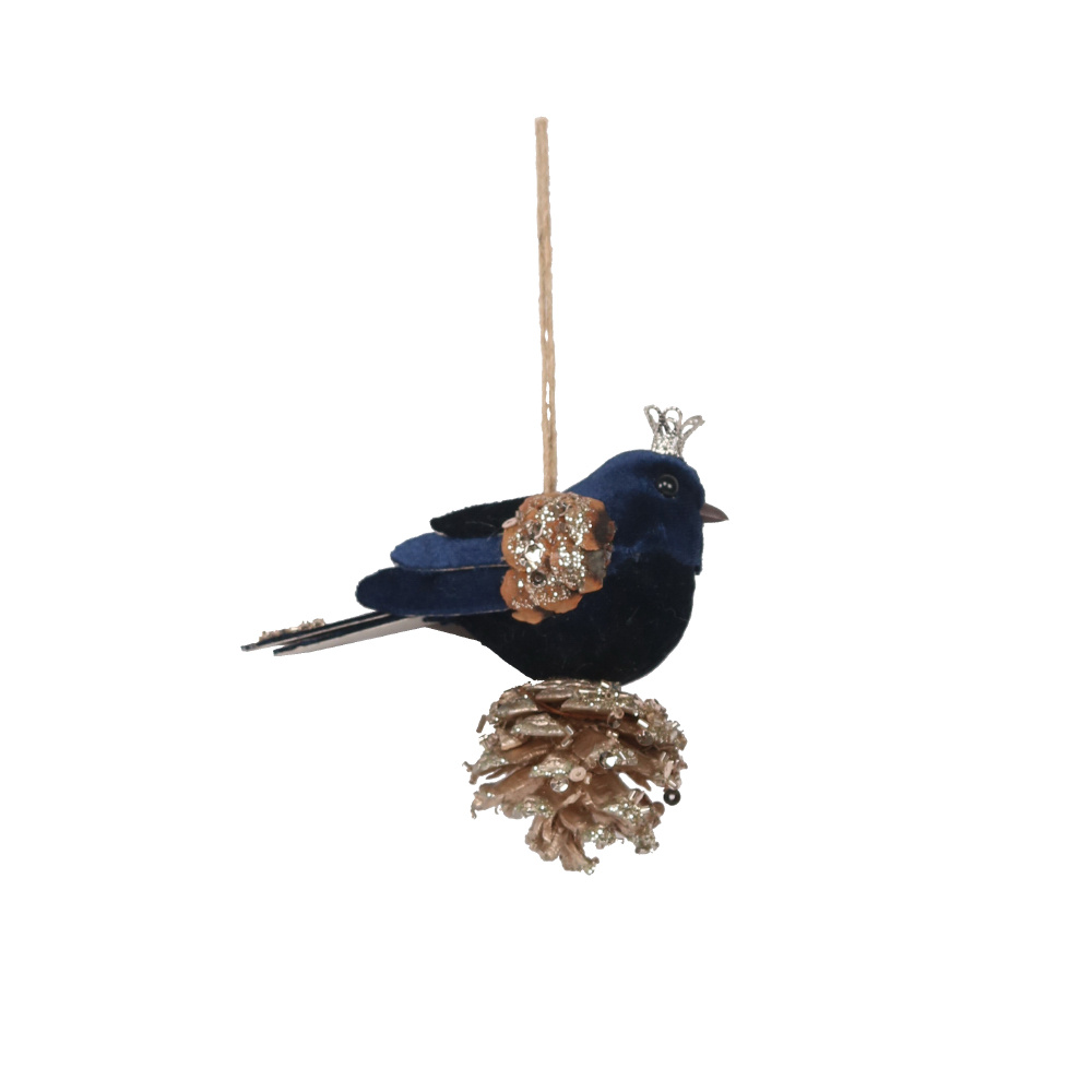 DREAMY BIRD ΧΡΙΣΤΟΥΓΕΝΝΙΑΤΙΚΟ ΣΤΟΛΙΔΙ ΠΟΥΛΙ 11x6x11cm POLYFOAM ΜΠΛΕ ΧΡΥΣΟ ΥΦΑΣΜΑ