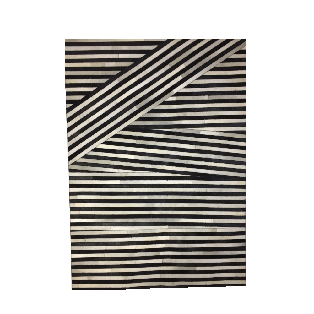 ZEBRA ΧΑΛΙ ΣΑΛΟΝΙΟΥ 170x240cm ΔΕΡΜΑ ΜΑΥΡΟ ΛΕΥΚΟ ΜΑΛΛΙΝΟ