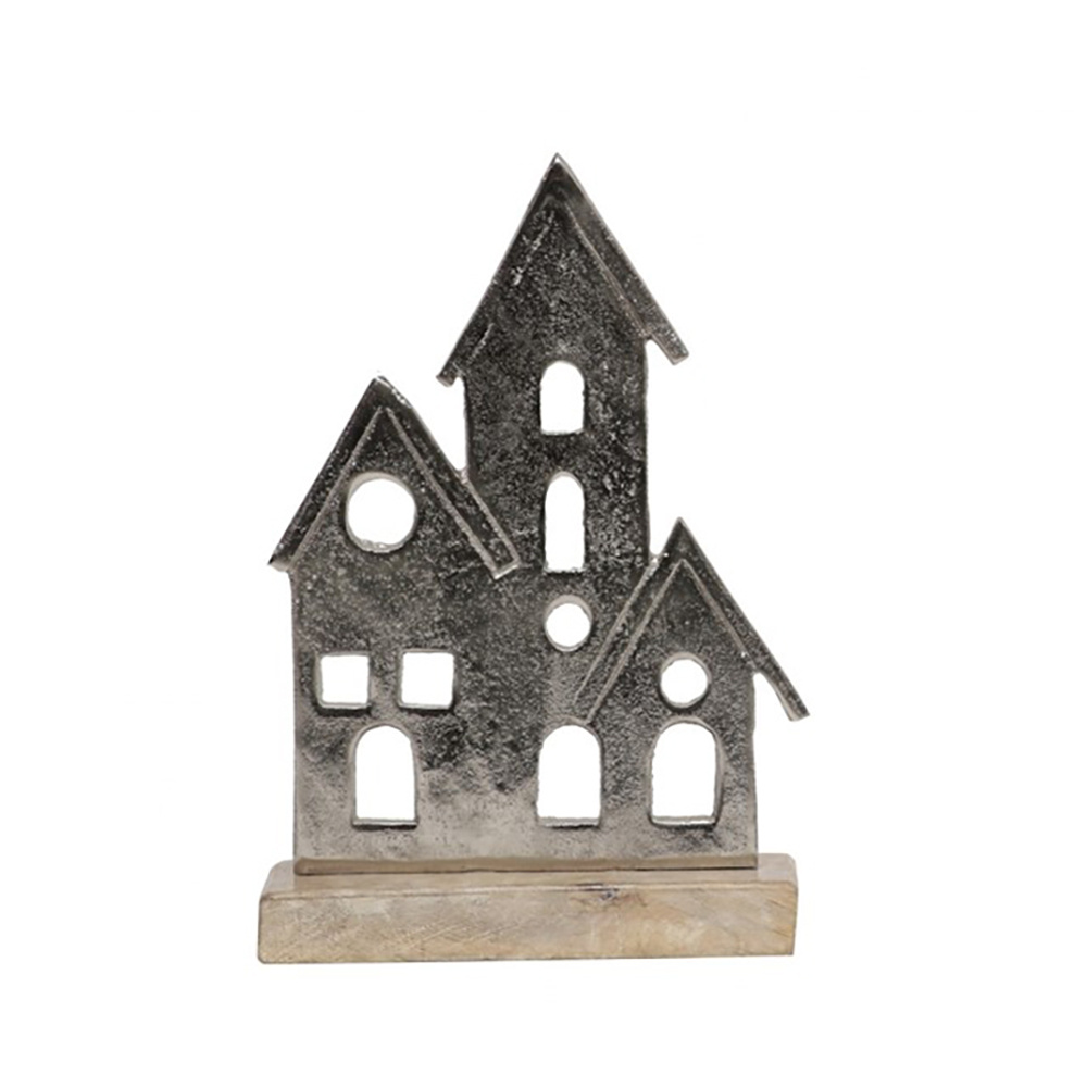 ALDEA ΔΙΑΚΟΣΜΗΤΙΚΟ ΣΠΙΤΙ 18x6x28cm ΑΛΟΥΜΙΝΙΟ ΑΣΗΜΙ ΦΥΣΙΚΟ ΞΥΛΟ