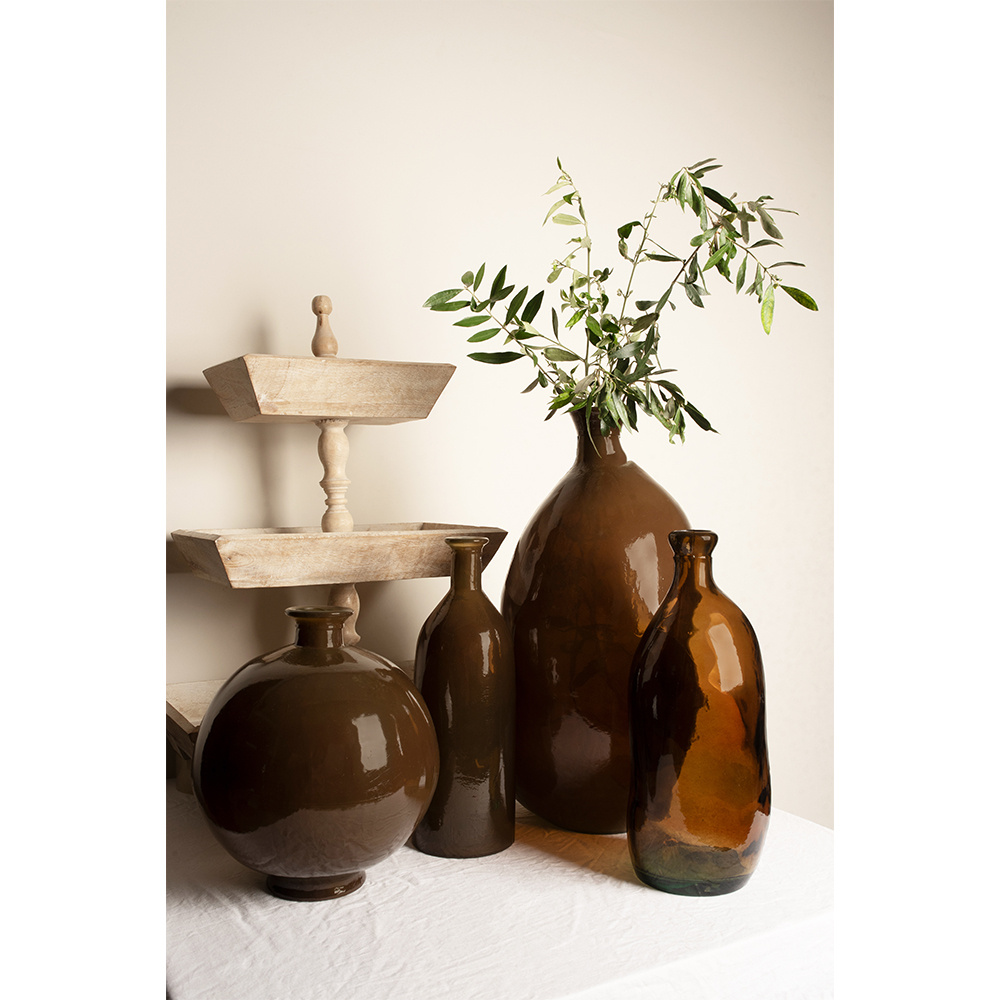 Γυάλινη διακοσμητική μπουκάλα - Caramel 12x12x35 εκ. | Crushed Caramel