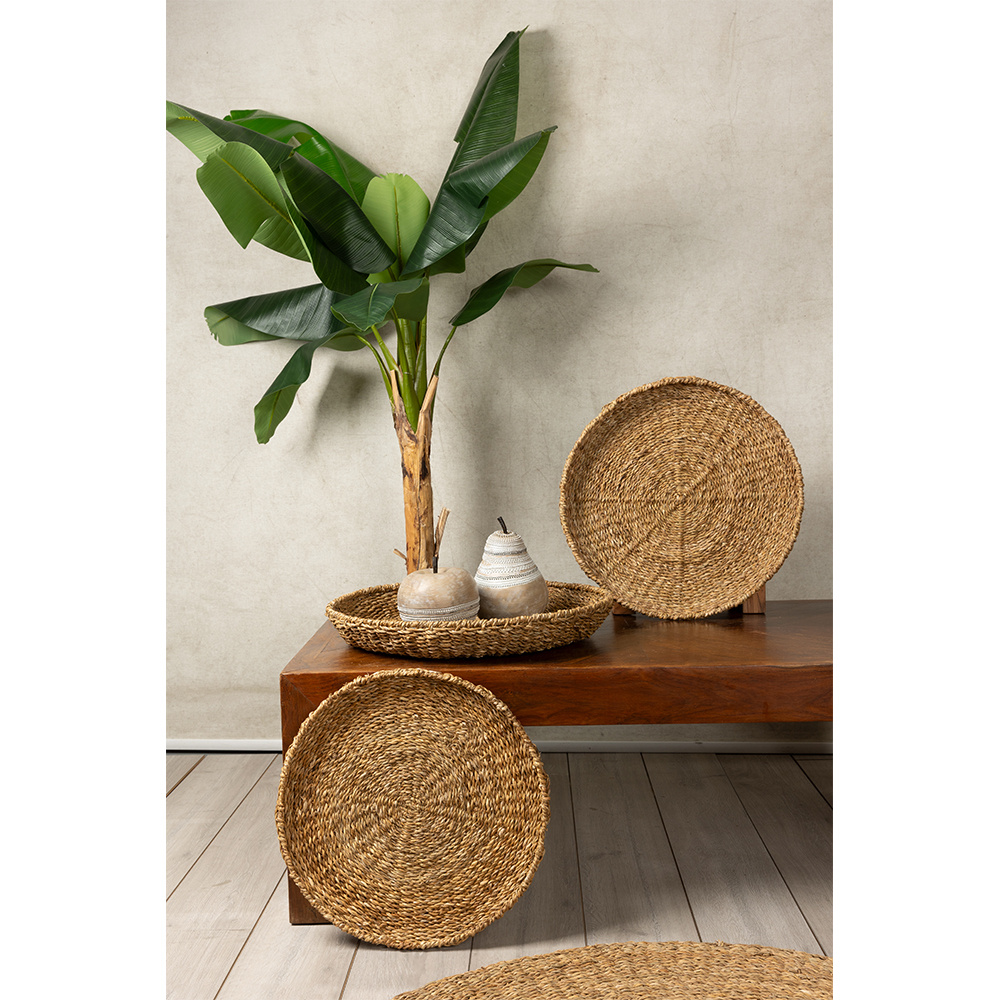 Σετ 3 δίσκοι από seagrass - Φυσικό 55x55x8 εκ. | Nerea