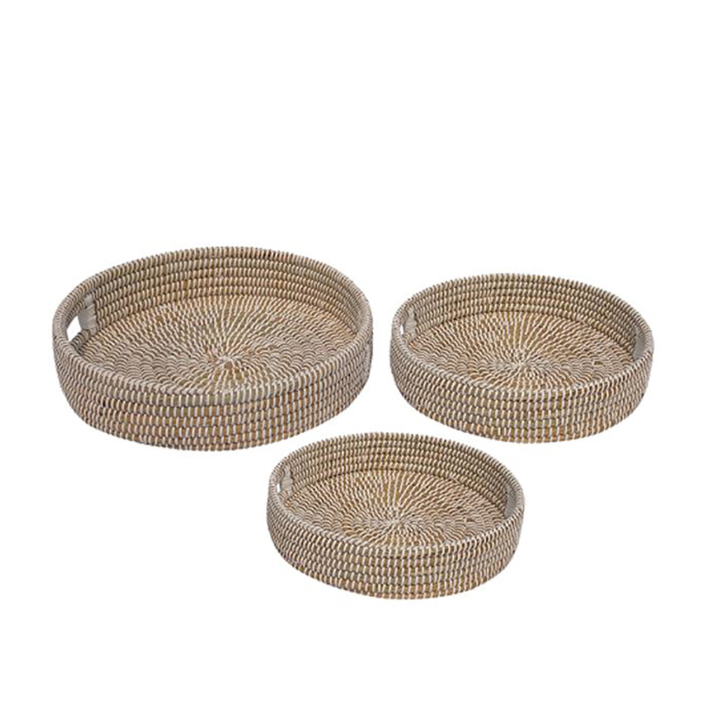 NILE ΔΙΣΚΟΣ SET 3ΤΜΧ 43x43x10cm KANSGRASS ΦΥΣΙΚΟ ΛΕΥΚΟ PVC
