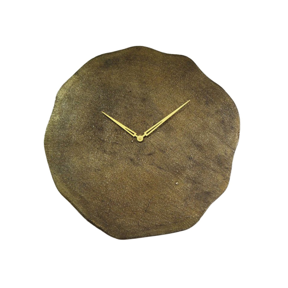 Αλουμινένιο ρολόι τοίχου με ανάγλυφη υφή - Brass antique 47x47x1 εκ. | Onda