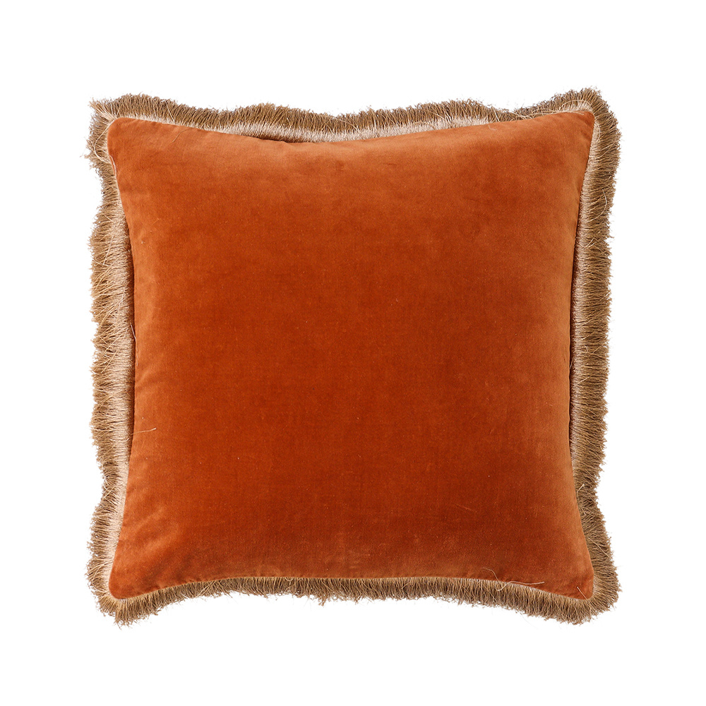 LUXURIUS ΔΙΑΚΟΣΜΗΤΙΚΟ ΜΑΞΙΛΑΡΙ 50x50cm ΒΑΜΒΑΚΙ TERRACOTTA ΒΕΛΟΥΔΟ