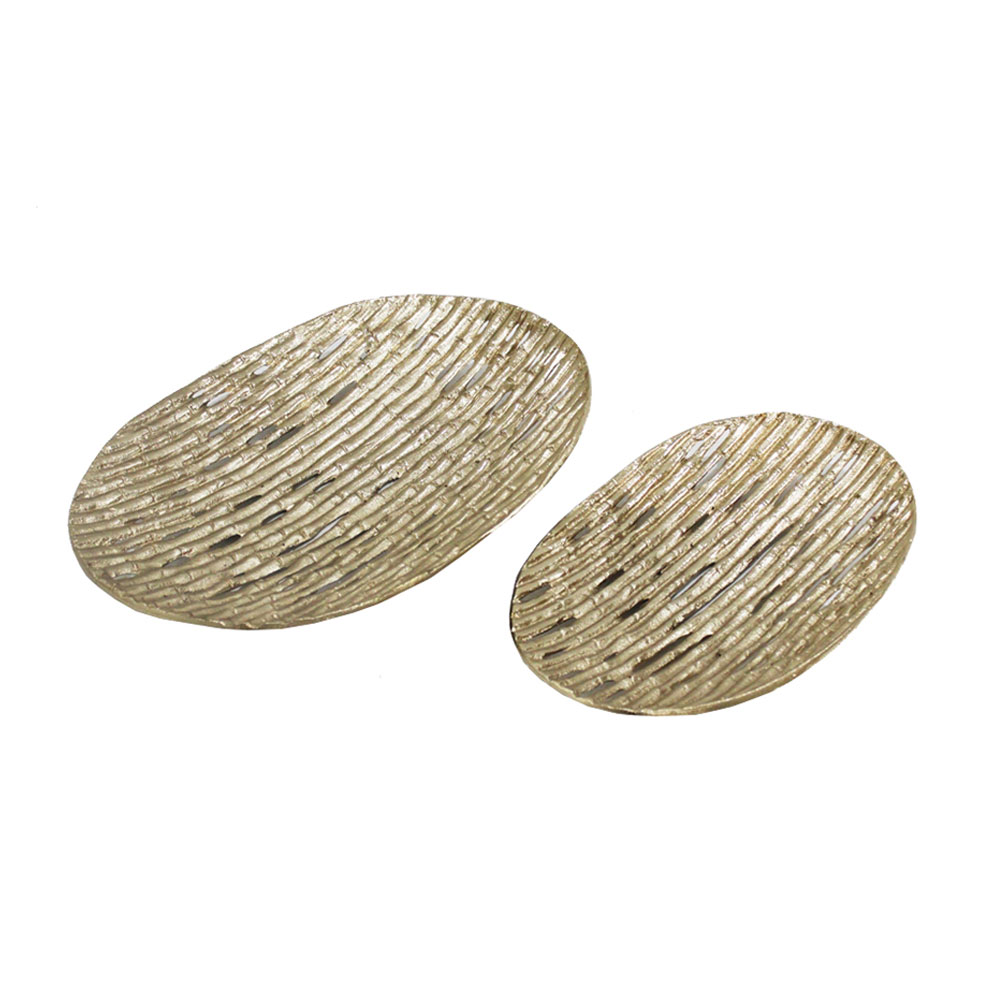 REED OVAL ΔΙΣΚΟΣ 45x37x7cm ΑΛΟΥΜΙΝΙΟ ΧΡΥΣΟ ANTIQUE
