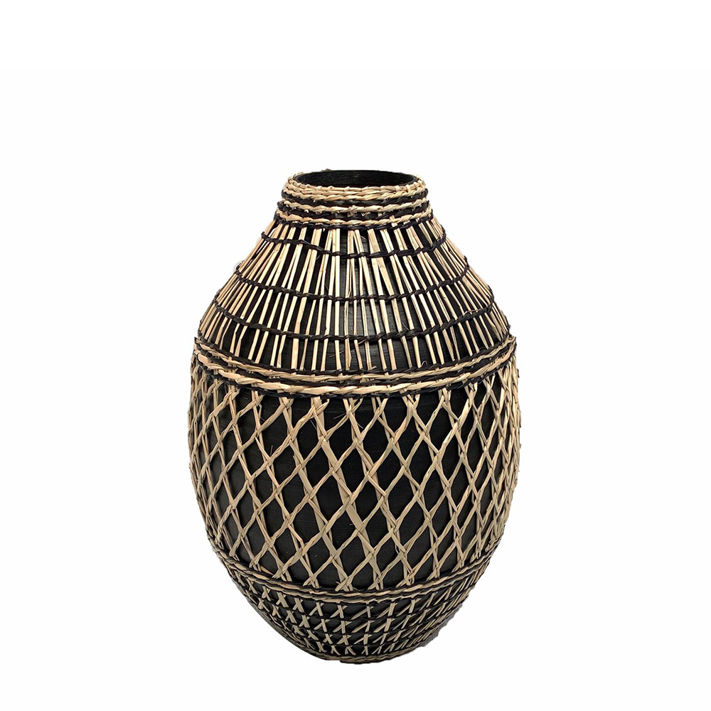 JABBAR ΒΑΖΟ 26x26x38cm BAMBOO ΜΑΥΡΟ ΦΥΣΙΚΟ