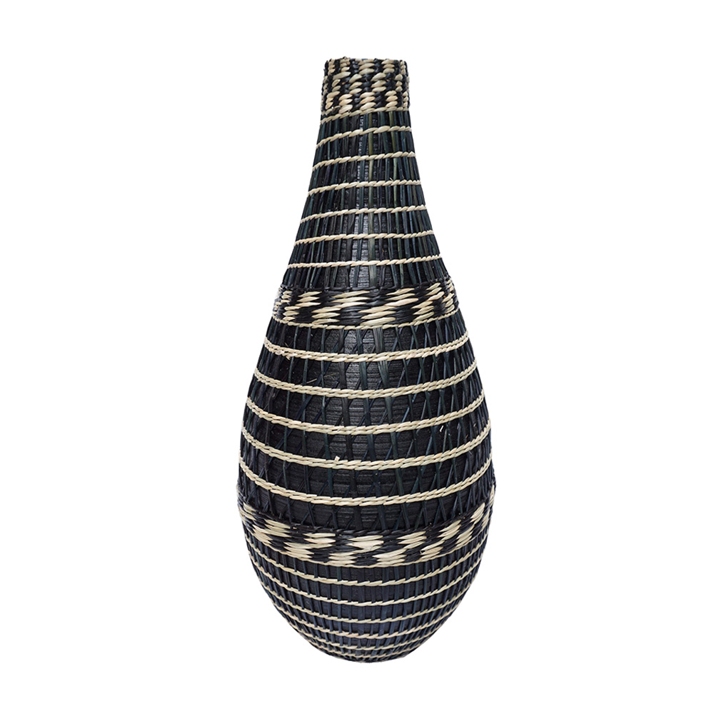 JABBAR ΒΑΖΟ 25x25x50cm BAMBOO ΜΑΥΡΟ ΦΥΣΙΚΟ SEAGRASS