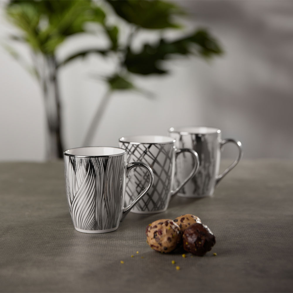 Κούπα New Bone China - Λευκό & ασημί 8x8x11 εκ. | Chic