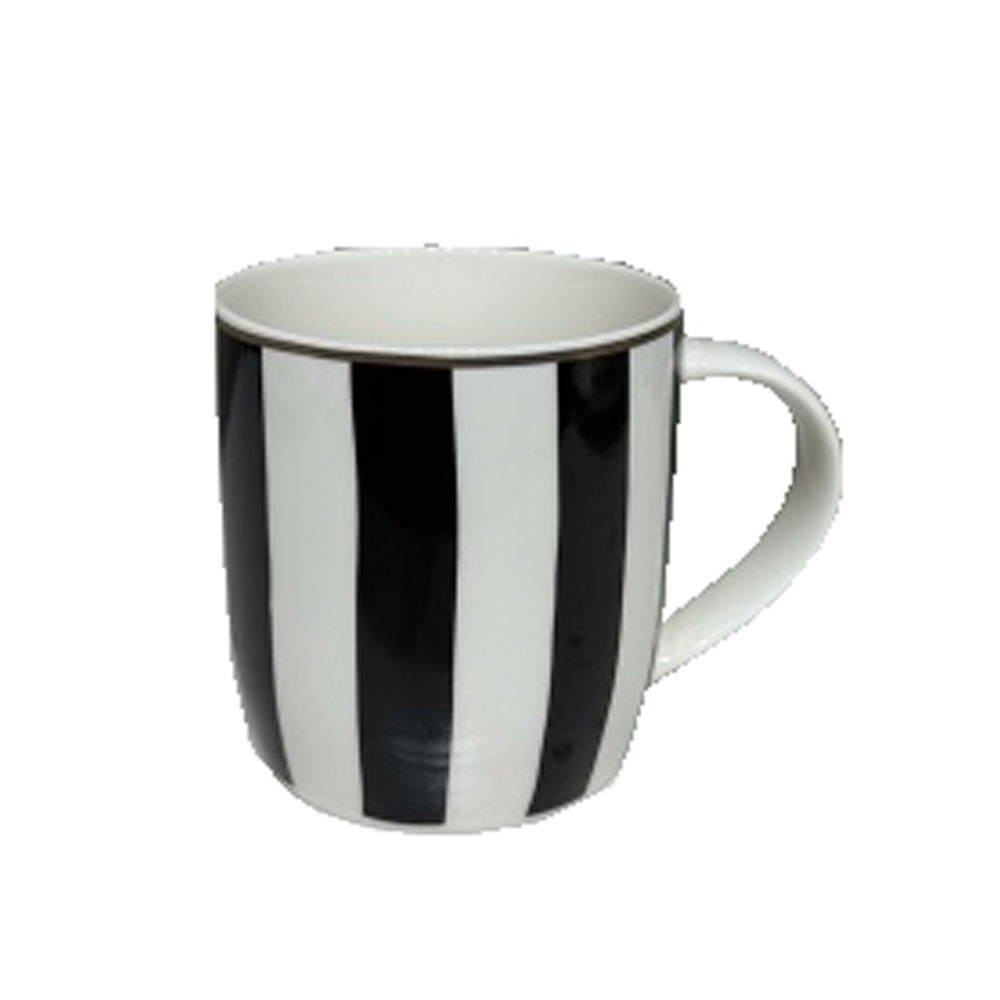 Κούπα New Bone China με μαύρο μοτίβο - Λευκό, μαύρο & χρυσό 9x9x9 εκ. | Jolie Rombus