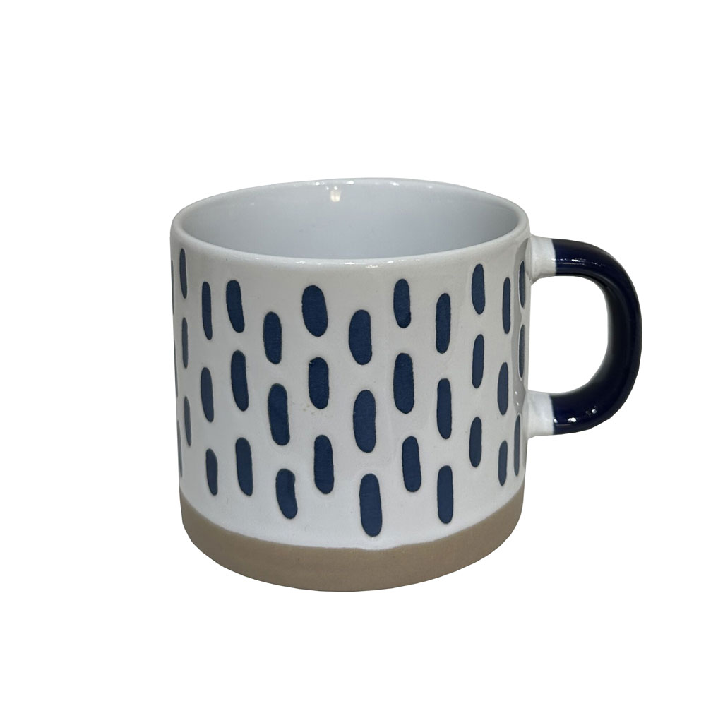 Κούπα stoneware - Λευκό, Midnight Blue & μπεζ 9x9x8 εκ. | Cozy