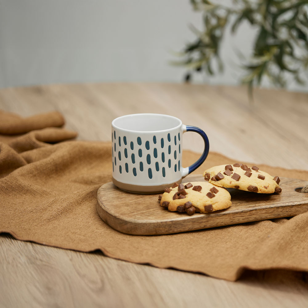 Κούπα stoneware - Λευκό, Midnight Blue & μπεζ 9x9x8 εκ. | Cozy