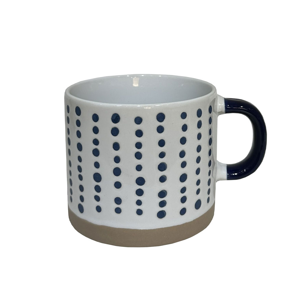 Κούπα stoneware - Λευκό, Midnight Blue & μπεζ 9x9x8 εκ. | Cozy