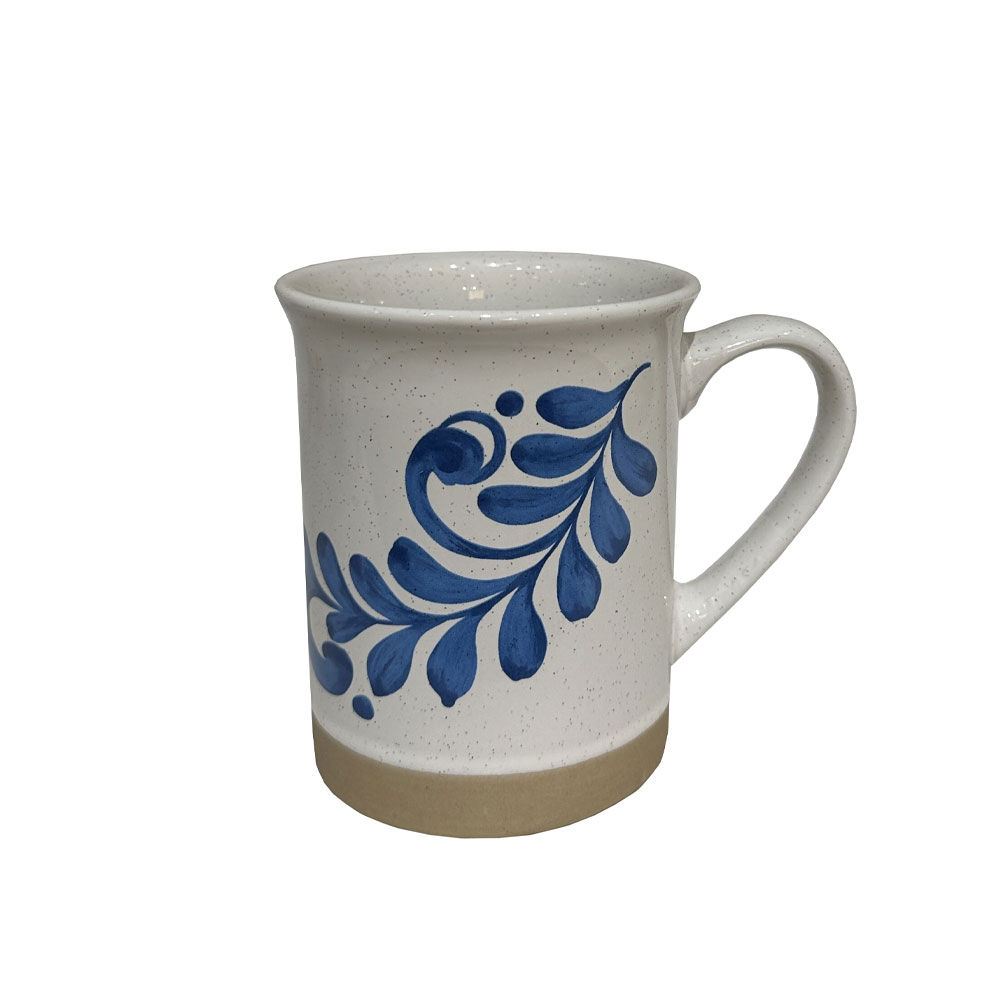 Κούπα stoneware με μοτίβο - Λευκό & γαλάζιο & μπεζ 10x10x12 εκ. | Ydra