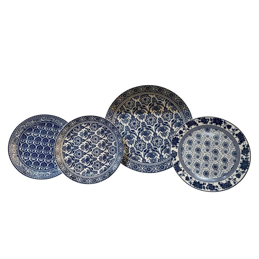 FELICIA ΠΙΑΤΟ ΓΛΥΚΟΥ SET 7ΤΜΧ 30x30x3cm NEW BONE CHINA ΛΕΥΚΟ ΜΠΛΕ