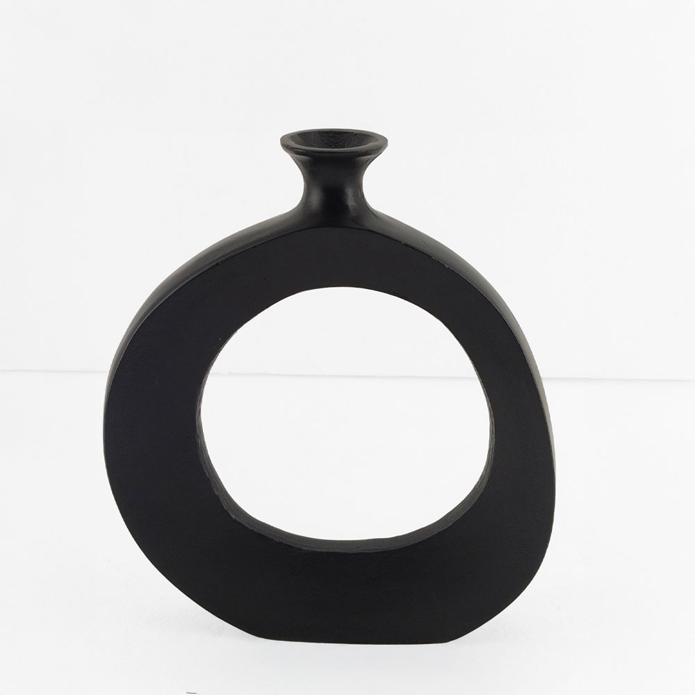 ABSTRACT CIRCLE ΒΑΖΟ 26x4x31cm ΑΛΟΥΜΙΝΙΟ ΜΑΥΡΟ
