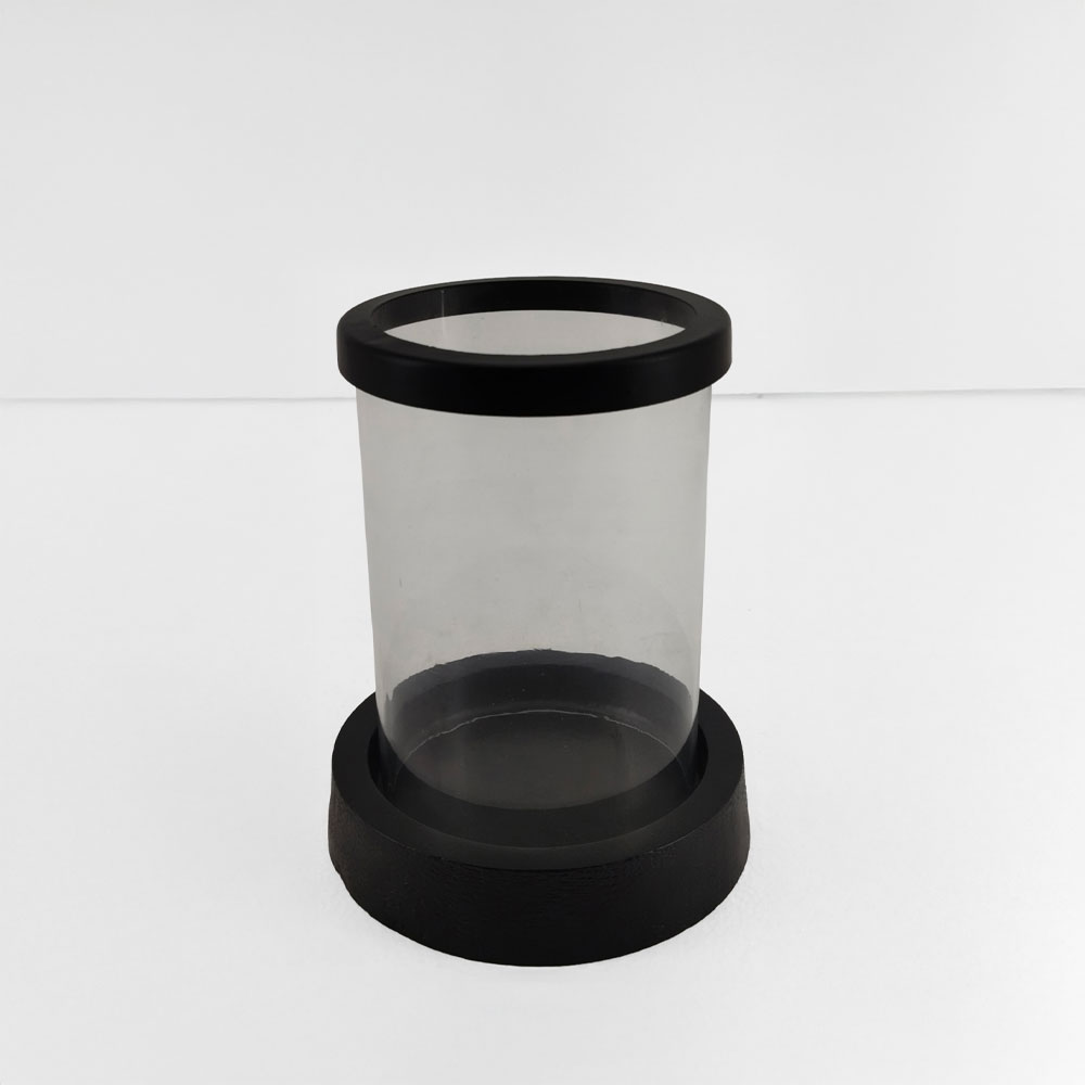 TITUL ΚΗΡΟΠΗΓΙΟ 14x14x18cm ΑΛΟΥΜΙΝΙΟ ΜΑΥΡΟ ΔΙΑΦΑΝΟ ΓΥΑΛΙ
