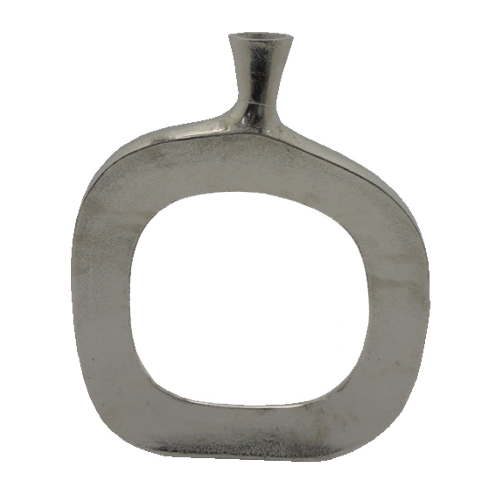 ABSTRACT OVAL ΒΑΖΟ 37x6x49cm ΑΛΟΥΜΙΝΙΟ SILVER NICKEL