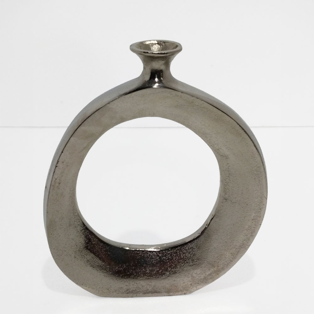 ABSTRACT CIRCLE ΒΑΖΟ 26x4x31cm ΑΛΟΥΜΙΝΙΟ SILVER NICKEL